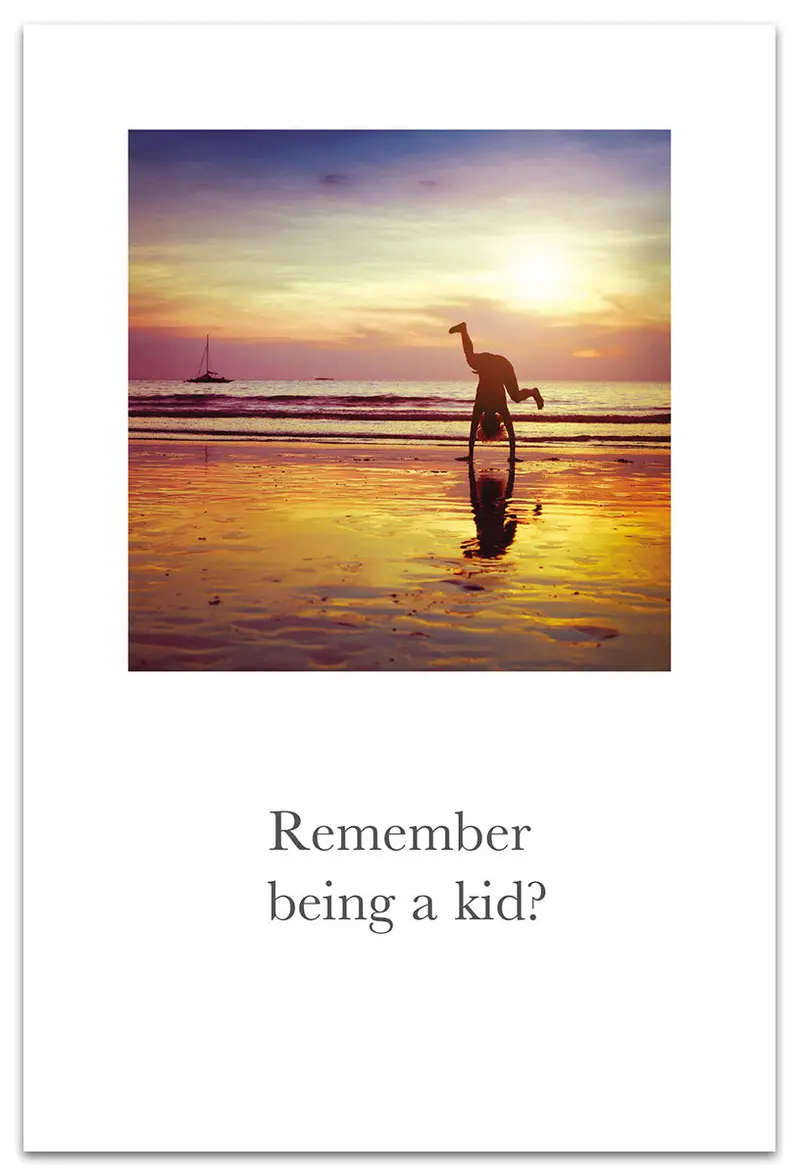 Cartwheeling Child At Beach Birthday Card 1