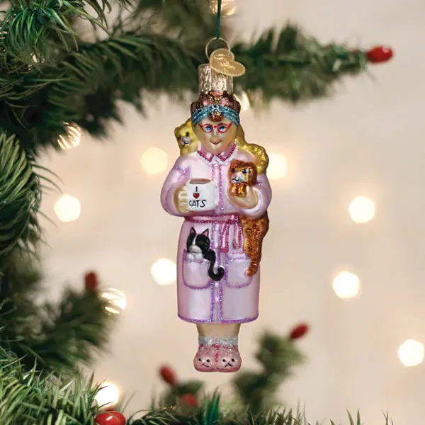 Cat Lady Holiday Ornament – Whimsical Feline-Themed Christmas Decoration 1