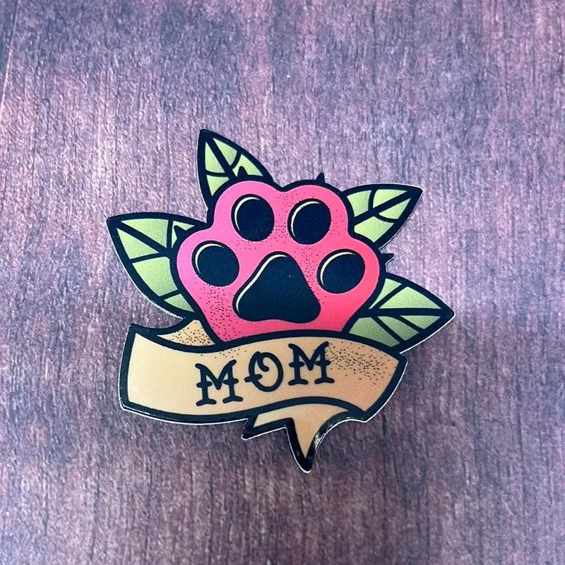 Cat Mom Paw Print Leaf Vinyl Decal 1