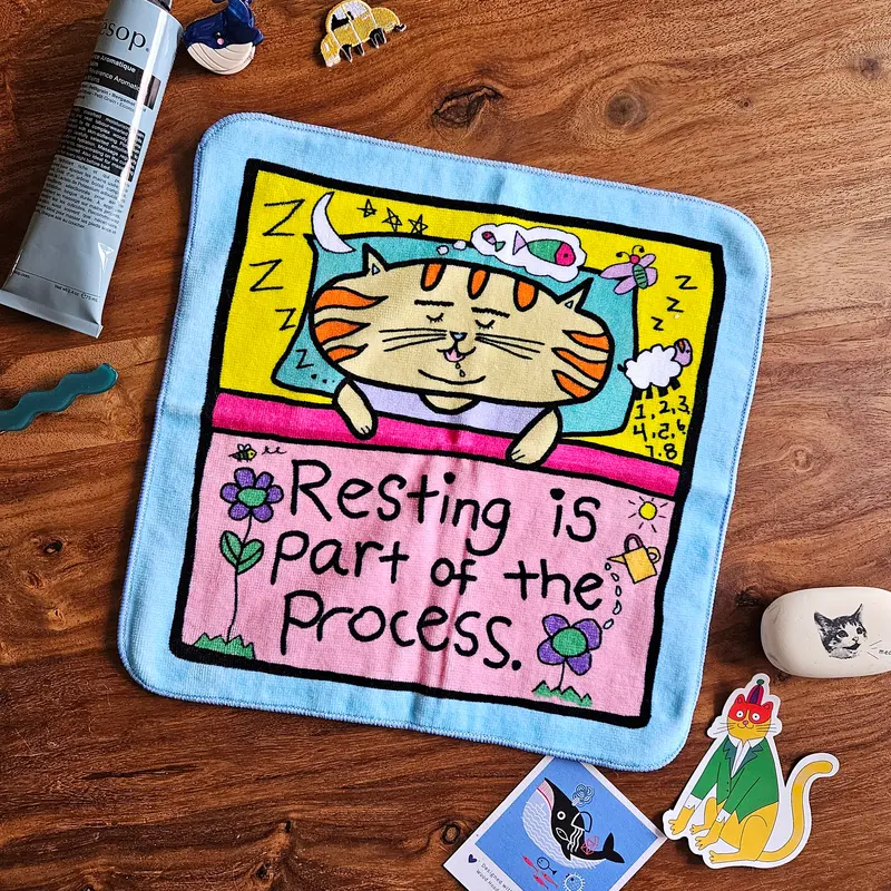 Cat-Themed Handkerchief Towel – Soft, Absorbent & Adorable 1