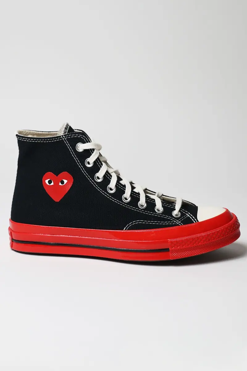 Cdg Play × Converse Red Sole Hi – Matte Black 1