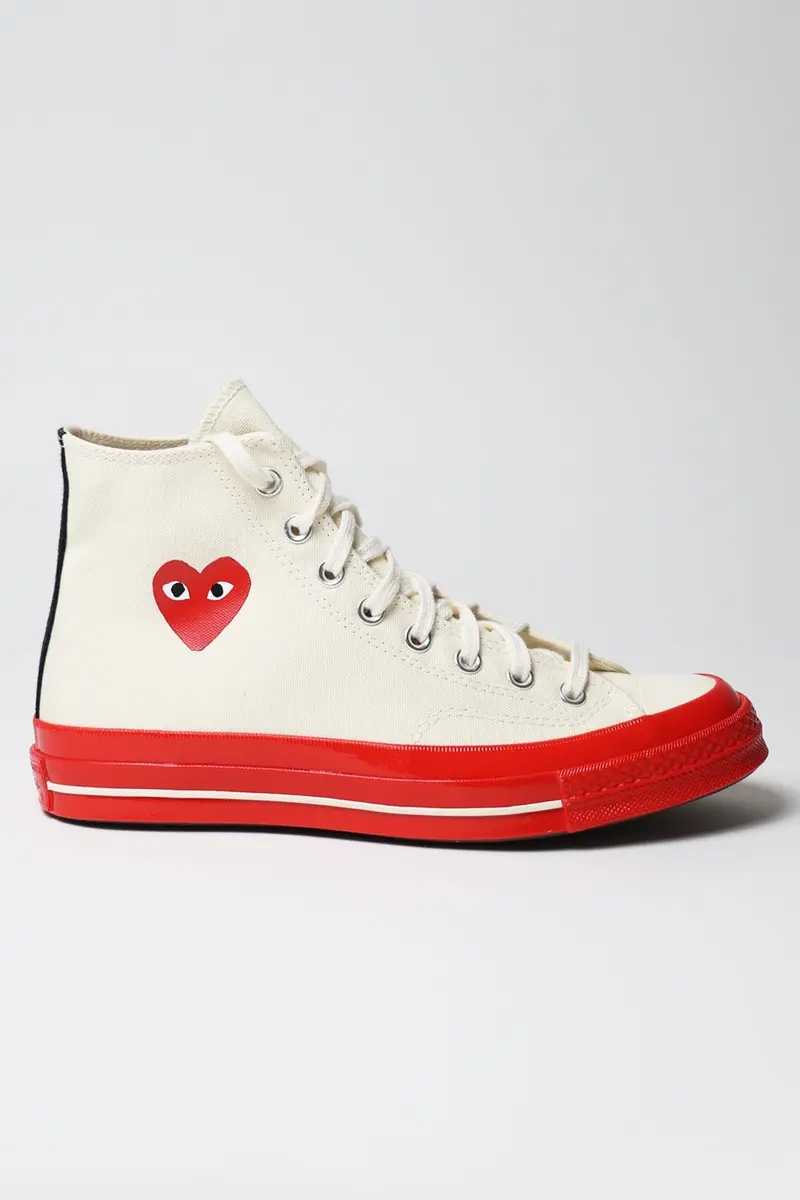 Cdg Play × Converse Red Sole Hi – Off-White Canvas 1