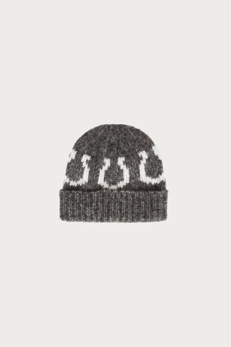 Charcoal Alpaca Horseshoe Knit Beanie 1