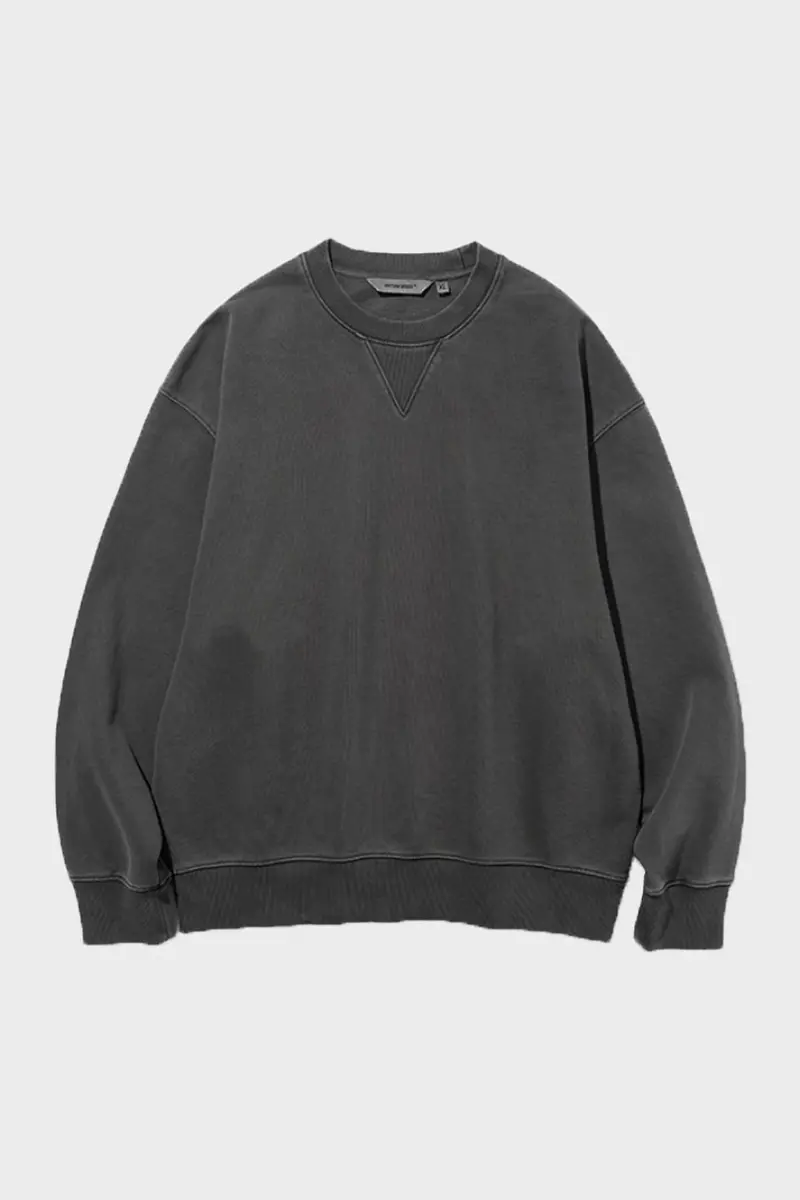 Charcoal Pigment-Dyed Cotton Sweatshirt 1