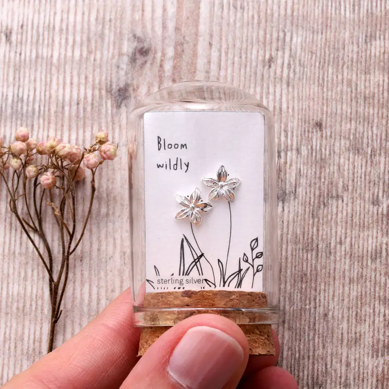 Chiltern Gentian Botanical Earrings In Sterling Silver – 'Bloom Wildly' 1