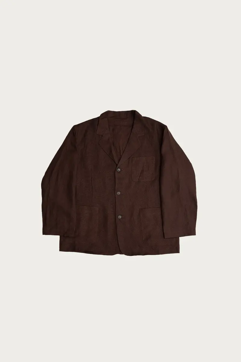 Chocolate Brown Carry-On Jacket In Heavyweight Belgian Linen 1