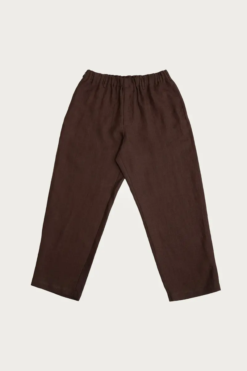 Chocolate Brown Carry-On Pant In Heavyweight Belgian Linen 1