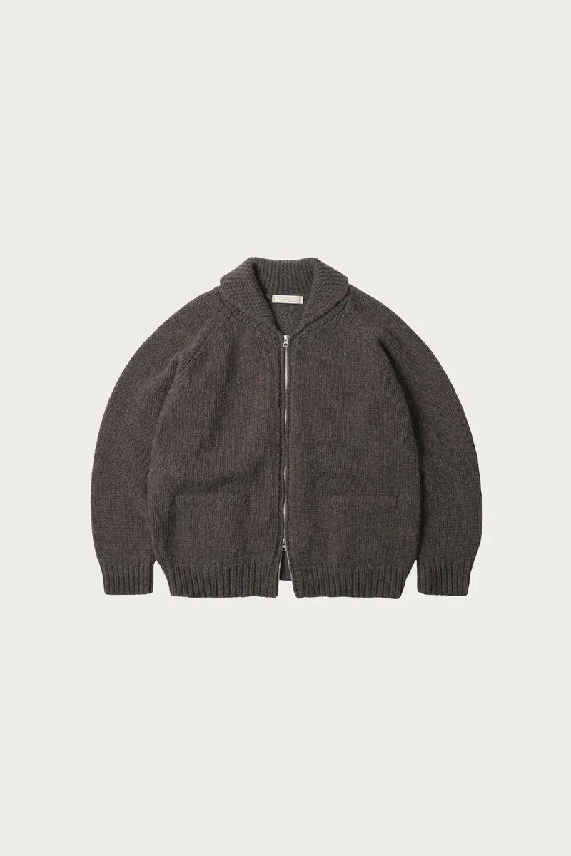 Chunky Cowichan-Style Zip-Up Cardigan In Sephia 1