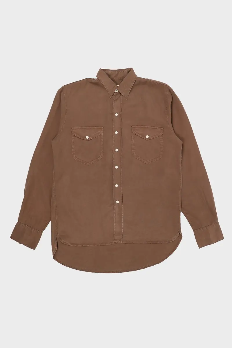 Churro Brown Tencel Pearl-Snap Shirt 1