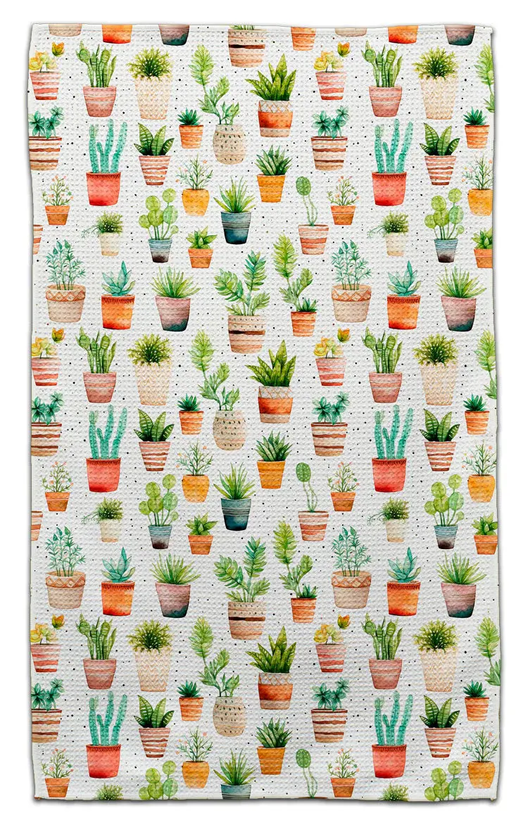 Clay Pot Plant Illustration Dish Towel 1