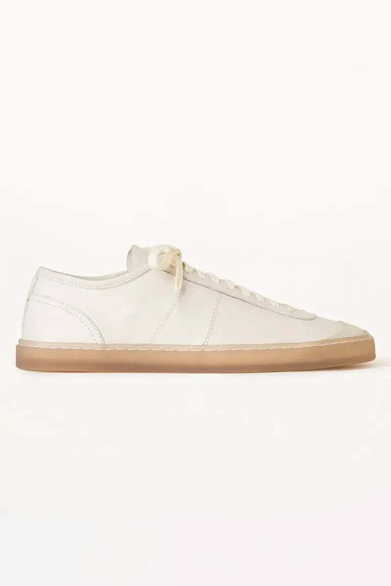 Clay White Linoleum Laced-Up Trainers 1