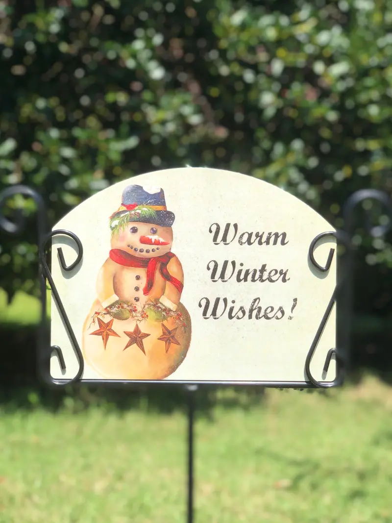 Coal Cracker-Themed Snowman Garden Sign 1