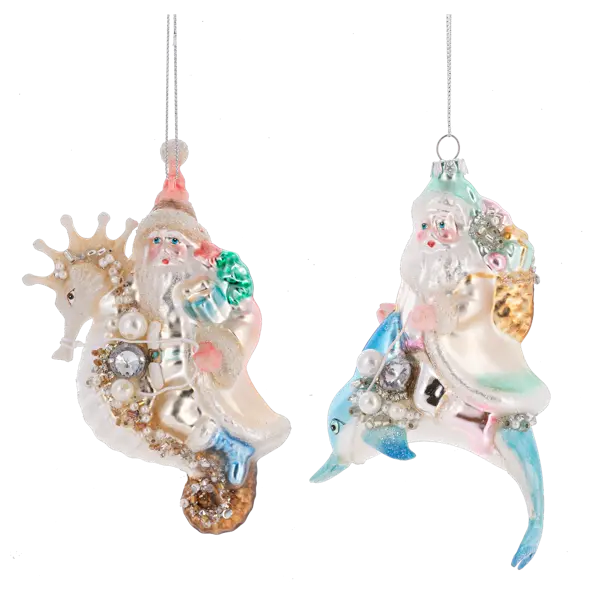 Coastal-Style Santa Ornament – Two Variants 1