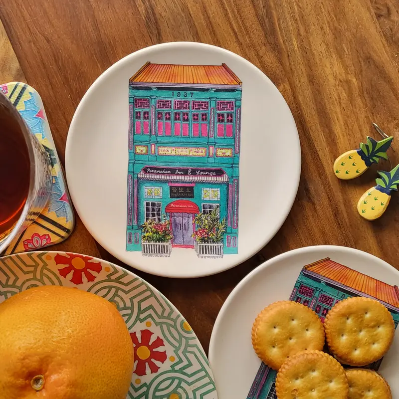 Colorful Shophouse-Inspired Bamboo Mini Plate 1