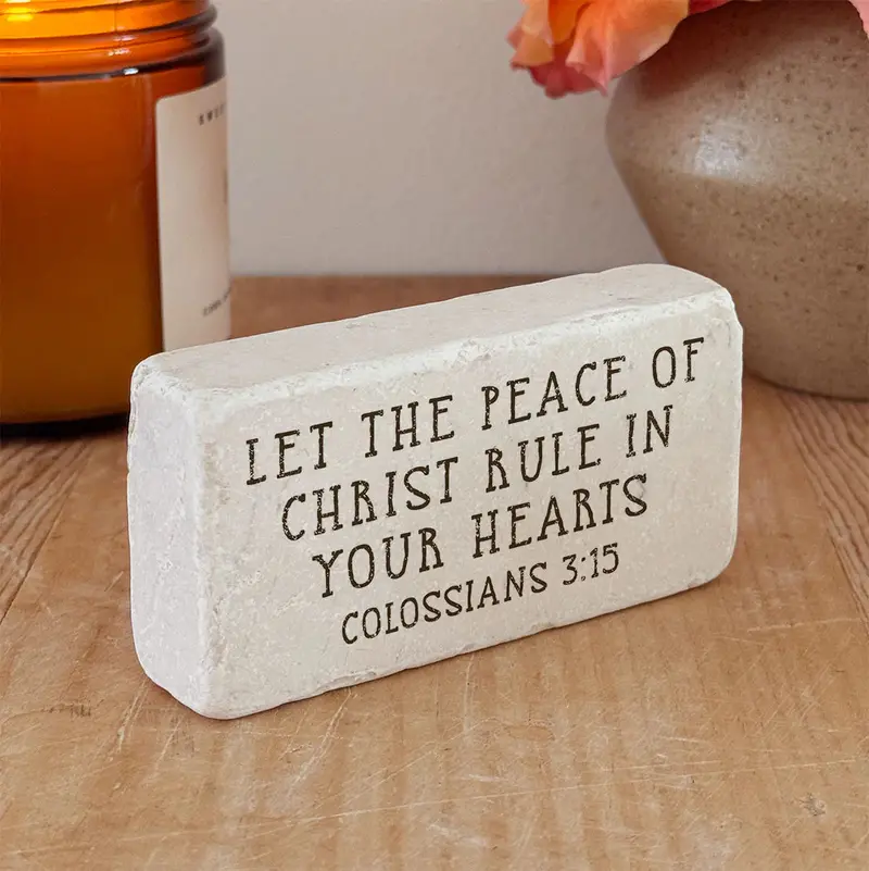 Colossians 3:15 Peace Stone – ‘Let The Peace Of Christ Rule’ Hand-Painted Keepsake 2