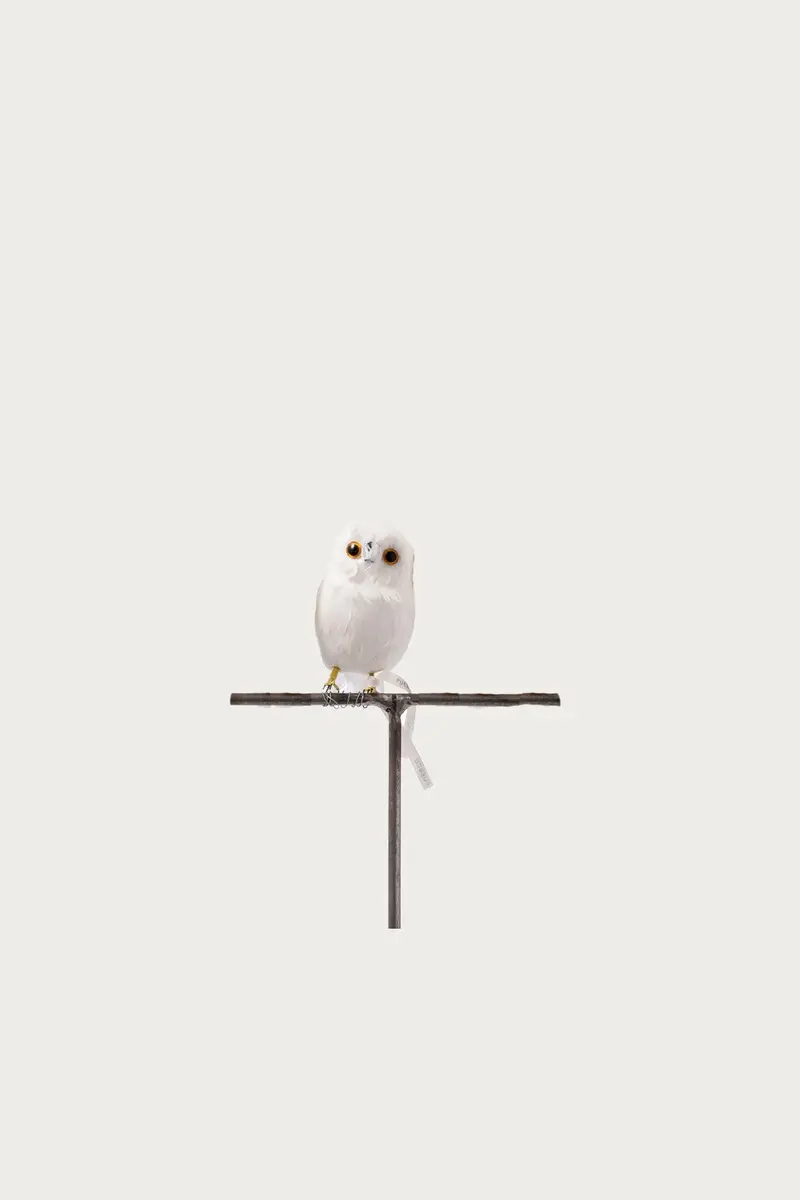 Compact Owl Decor – Glossy White Ceramic 1