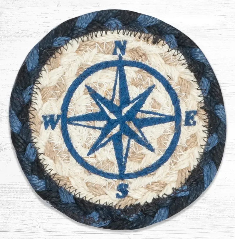 Compass Rose Jute Coaster – 5-Inch Size 1