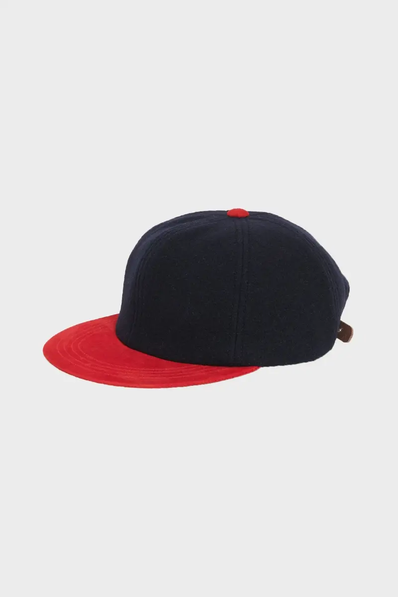 Contrast Wool Beanie – Navy Base With Red Trim 1