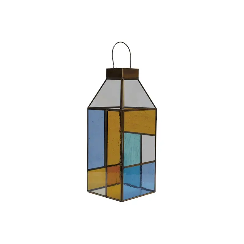 Copper-Framed Stained Glass Lantern For Ambient Lighting 1