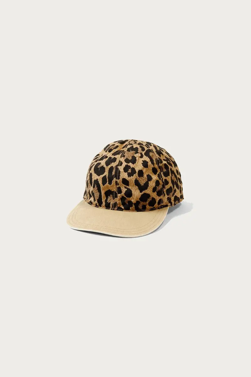 Cotton Herringbone Leopard Print Baseball Cap – Earthy Brown 1