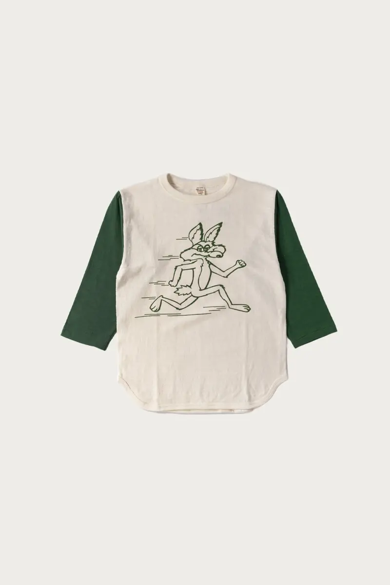 Coyote Baseball Long-Sleeve Tee – Cream And Light Green Colorway 1
