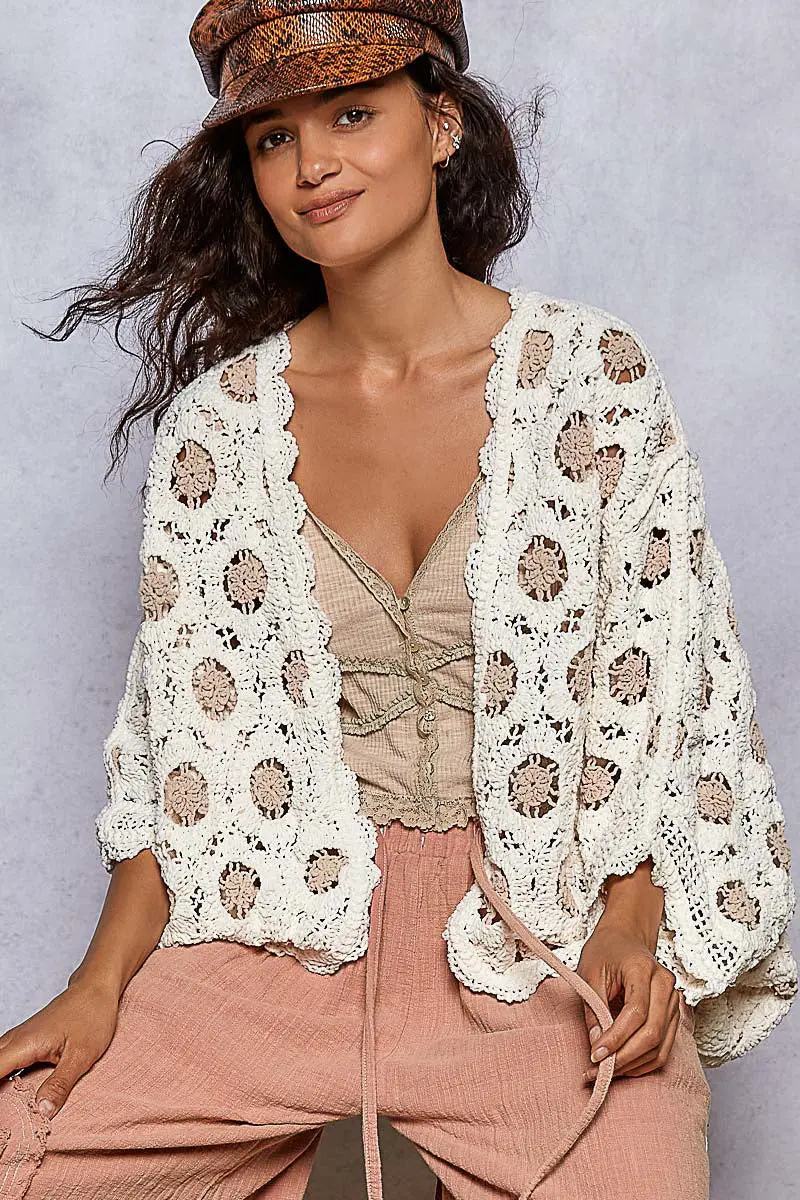 Cream And Latte Chenille Cardigan – Soft Knit Layering Sweater 1