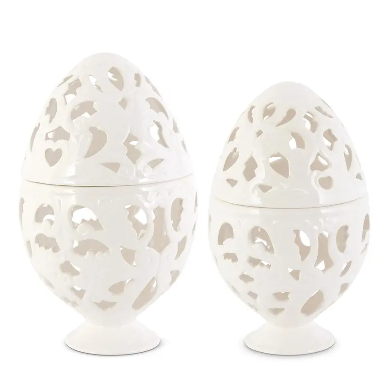Cream Scroll-Cut Egg Display Containers – Two Sizes 1
