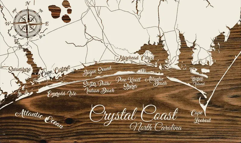 Crystal Coast, Nc Regional Map – Papier Blanc Design 1