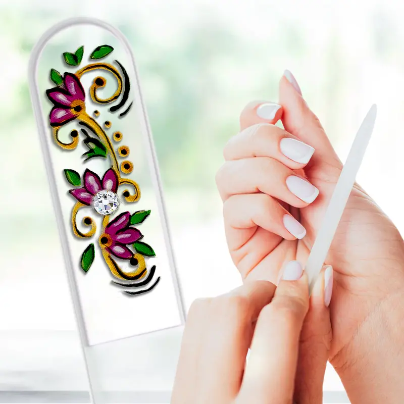Crystal Vine Floral Swirl Czech Glass Nail File 1