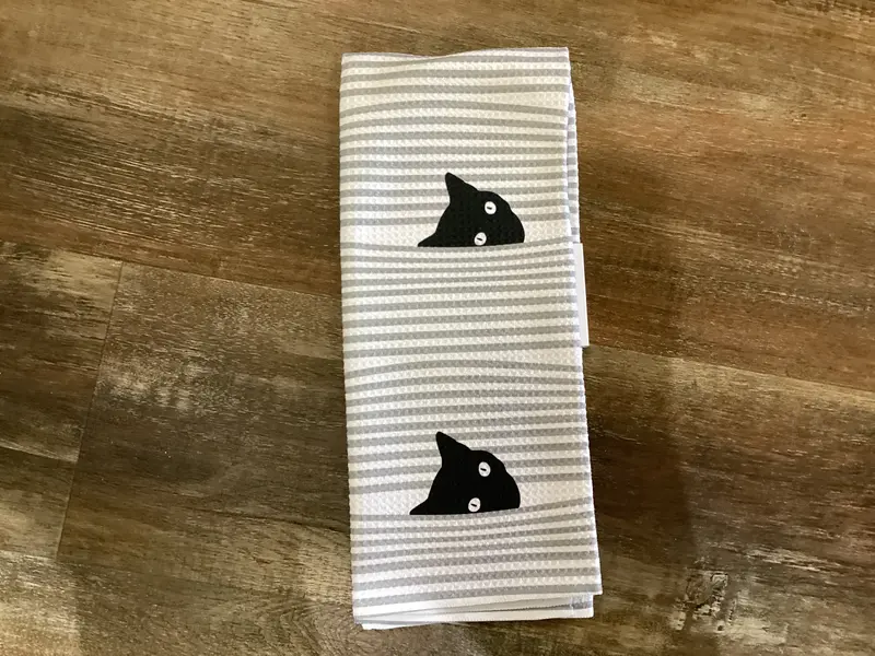 Curious Cats Peeking Through Eco Dish Towel 1