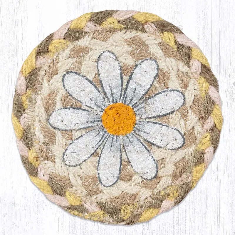 Daisy-Design Jute Coaster – 5 Inches 1