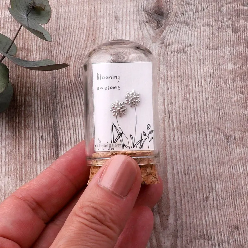 Dandelion-Themed Sterling Silver Earrings – 'Blooming Awesome' 1