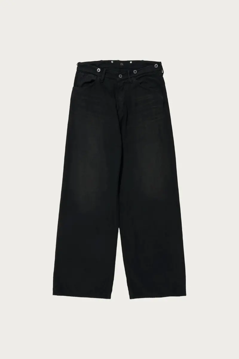 Distressed Sumi-Dyed Black Buckle-Back Trousers – Lot. 209 1