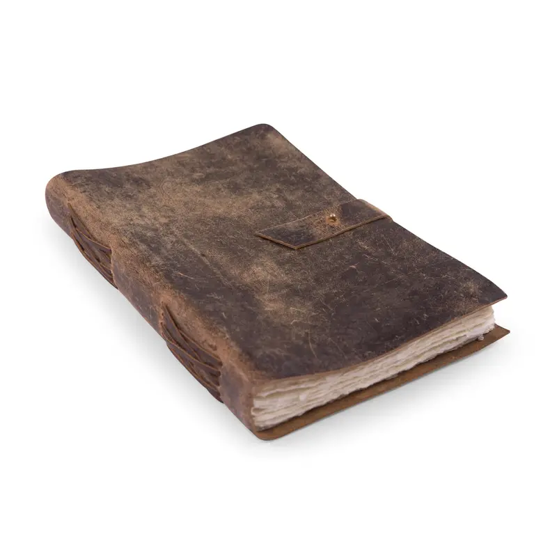 Distressed-Texture Mini Leather Journal With Vintage Appeal 1