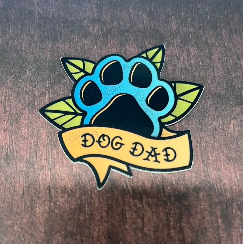 'Dog Dad' Paw-And-Leaf Decorative Wall Or Surface Decal 1