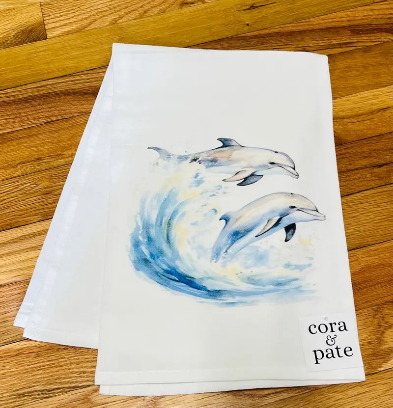 Dolphin Design Flour Sack Towel 1