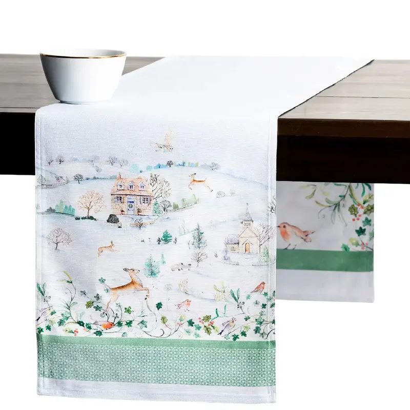 Double-Layer 72-Inch Snowy World Table Runner 1