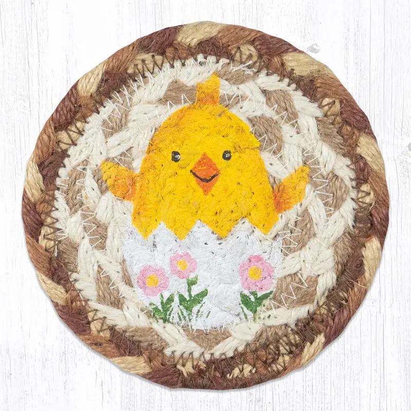 Easter Chick Jute Coaster – 5-Inch Rustic Spring Decor 1