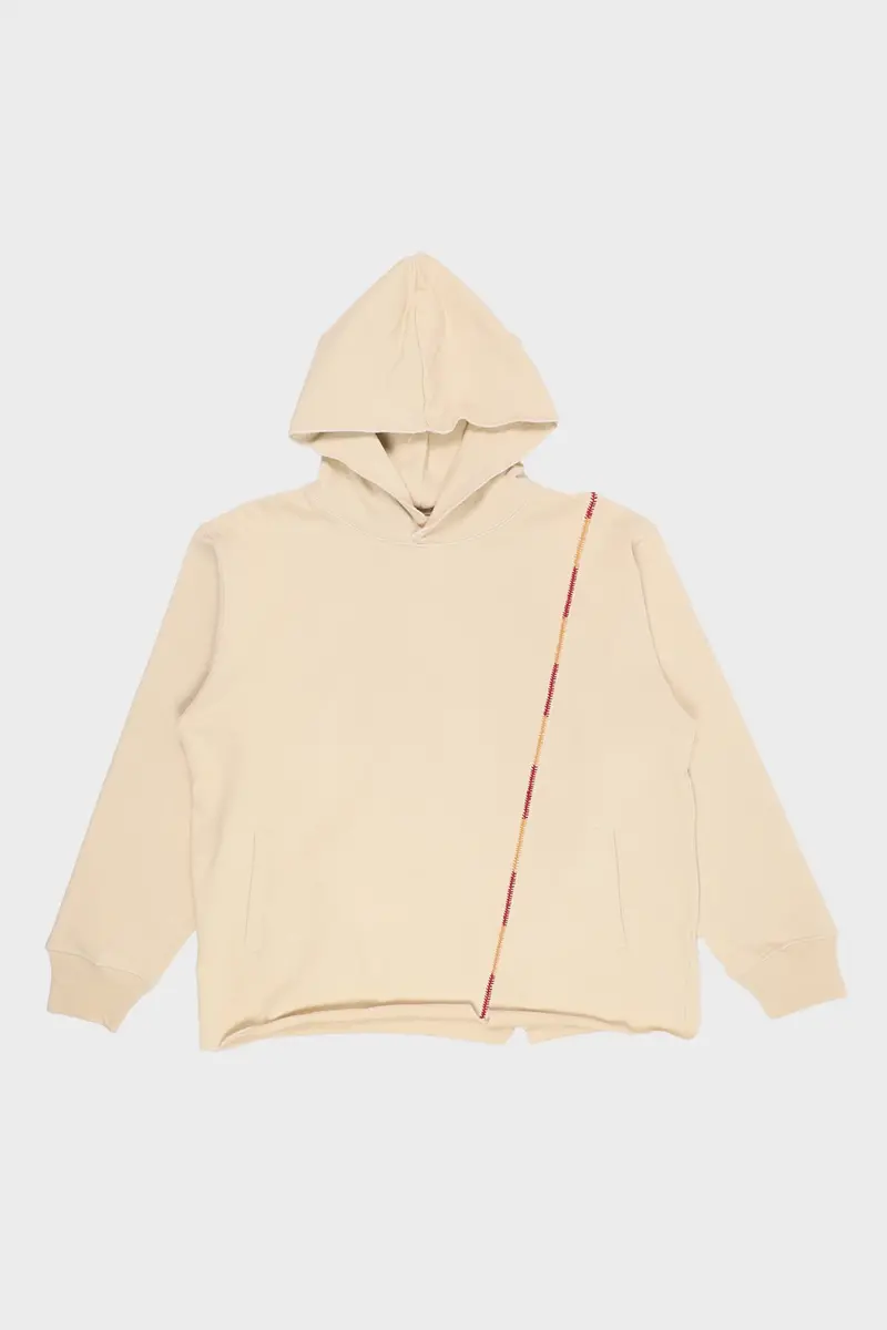 Ecru-Red-Yellow Rabari-Stitch Hoodie 1