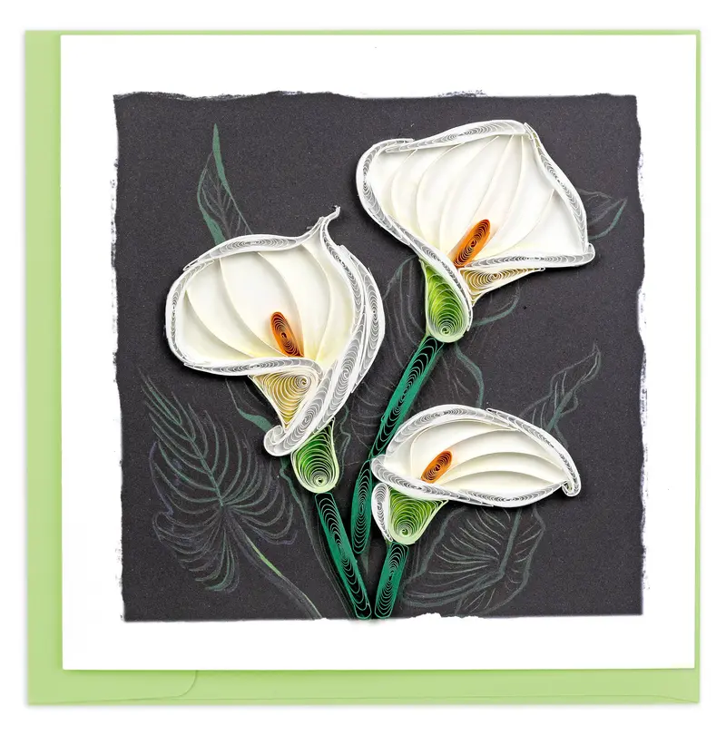 Elegant Calla Lily Quilled Greeting Card 1