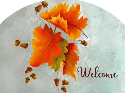 Elegant Falling Leaves Welcome Garden Plaque 1