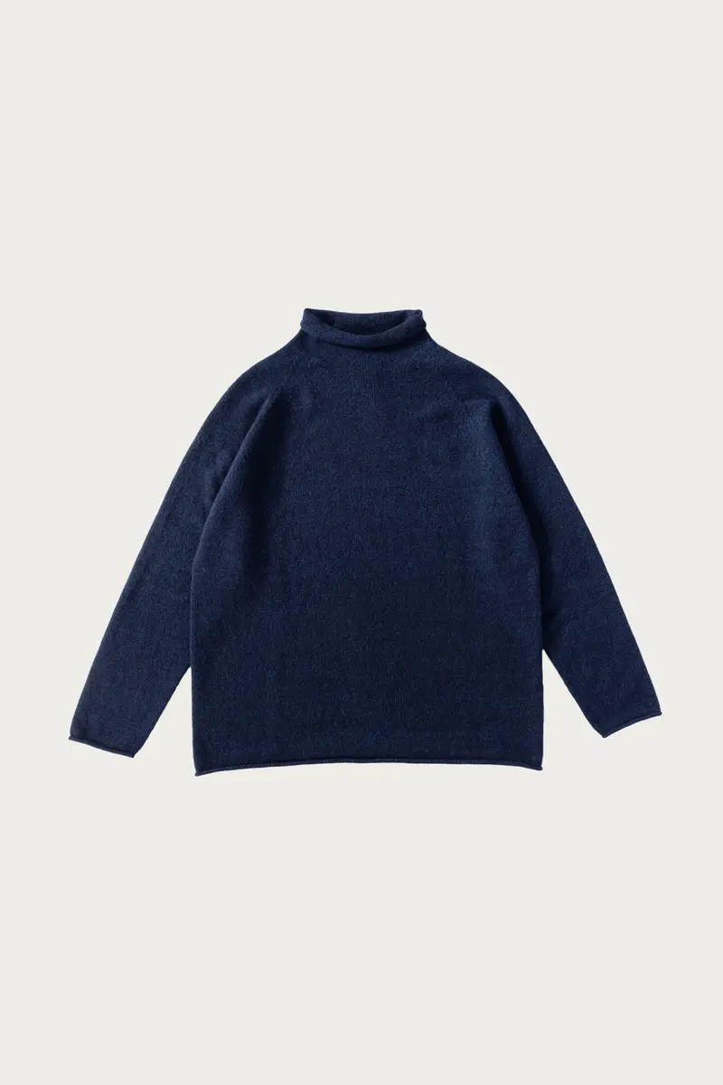 Extended Pleasure Wool Sweater – Navy Superfine Lambswool 1