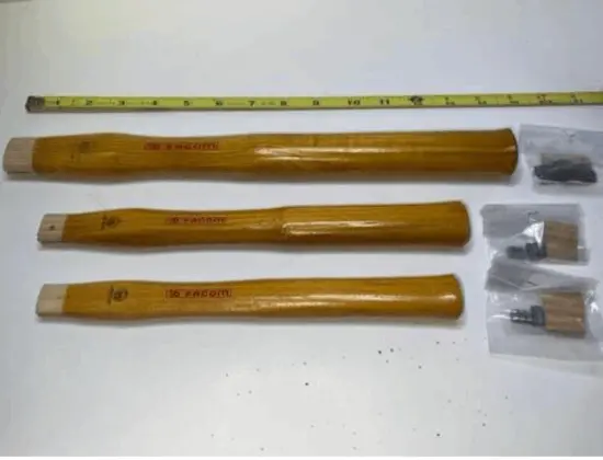 Facom 3-Piece Hickory Hammer Handle Kit – Includes Steel & Wood Wedges 1