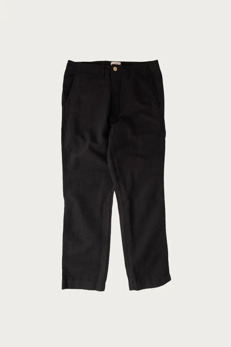Faded Black Cotton-Linen Flat-Front Chino Shorts 1