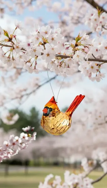 Female Cardinal Acrylic Garden Ornament (3.5") 1
