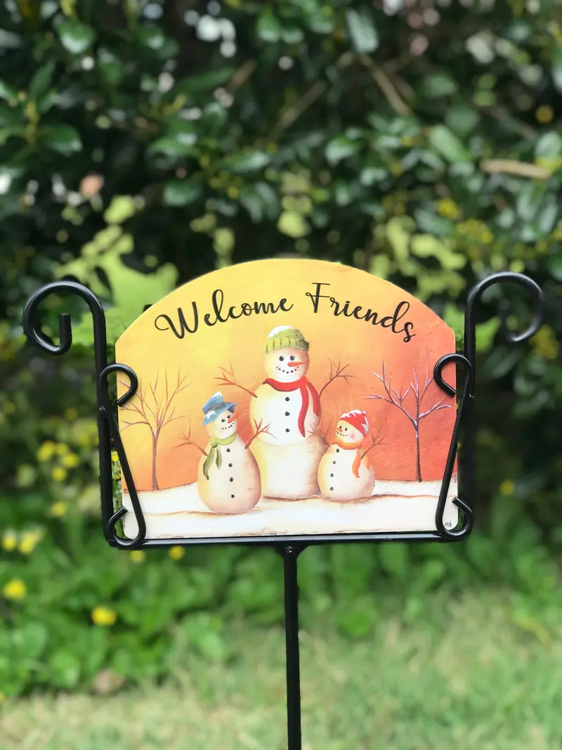 Fiery-Friendship Snowman Group Garden Sign 2