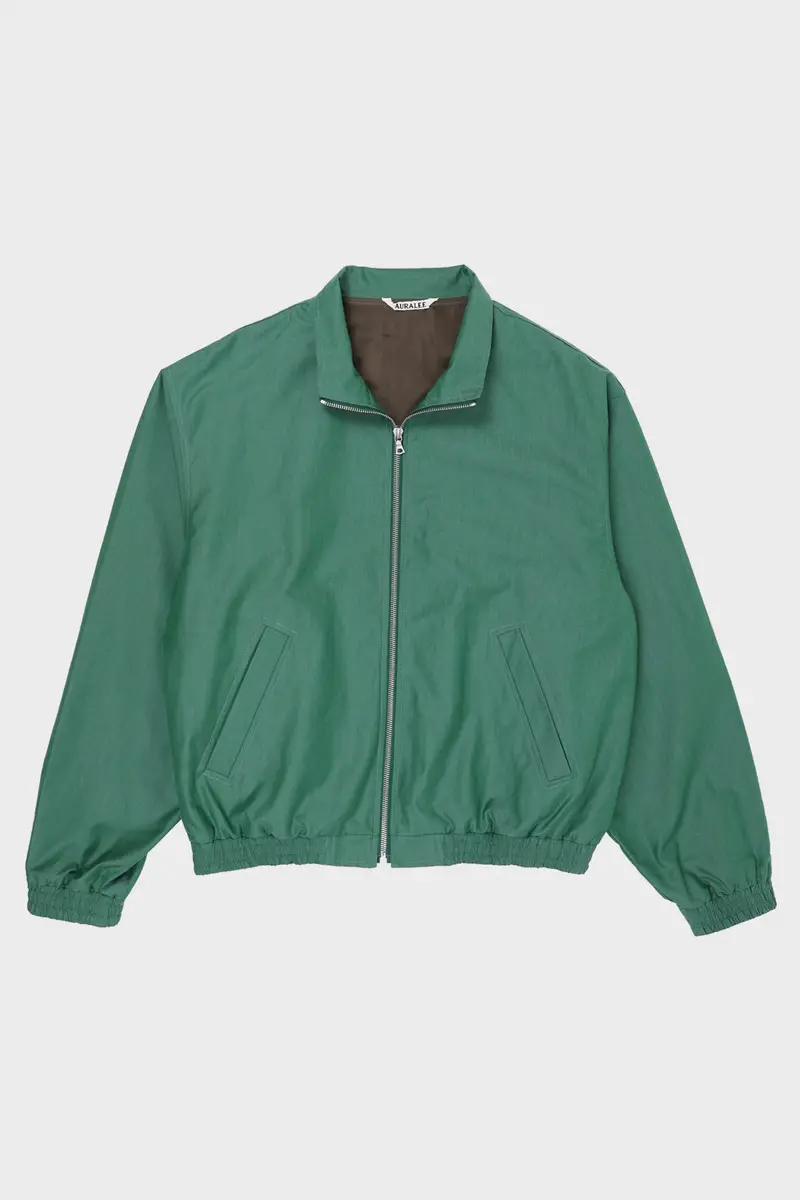 Finx Tussah Chambray Zip-Up Blouson In Sage Green 1