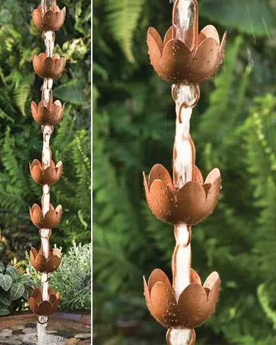 Flame-Embossed Lily Rain Chain Cup Design 1