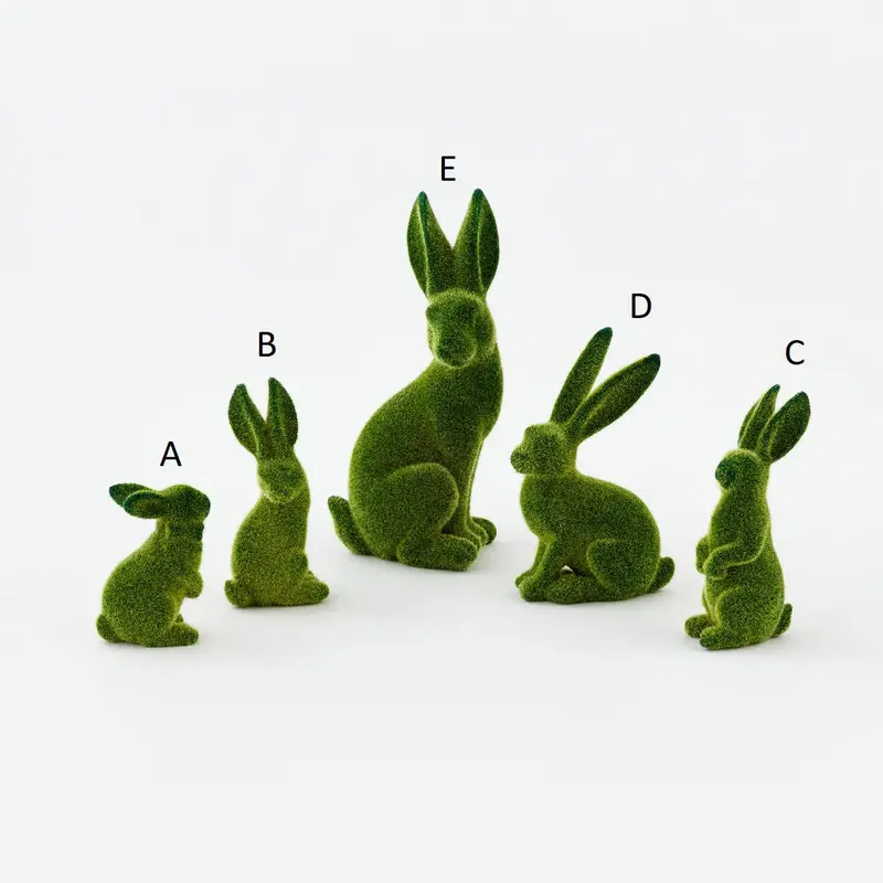 Flocked Green Bunny Decor – 5 Distinct Styles 1