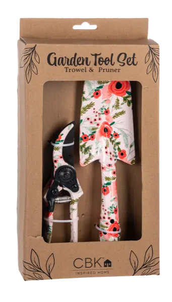 Floral-Print Garden Tool Set With Coordinated Handles 1